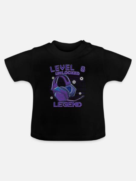 Level 8 Up Legend Kopfhörer - Baby Bio-T-Shirt mit Rundhals - Schwarz