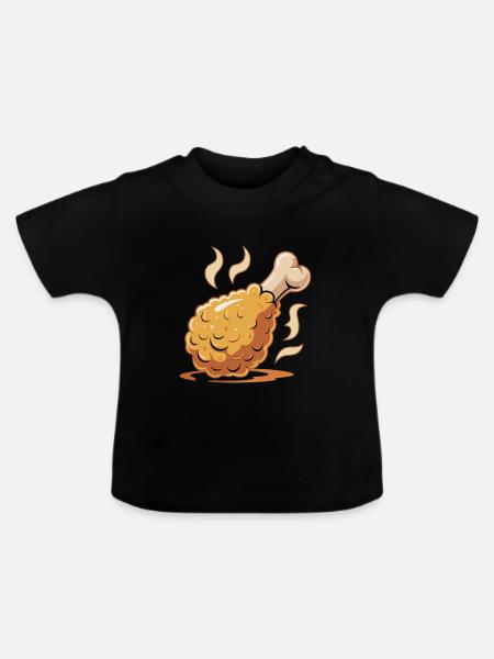 Knuspriges Hähnchenbein Cartoon - Baby Bio-T-Shirt mit Rundhals - Schwarz