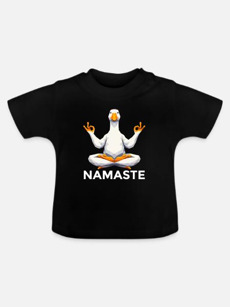Namaste Gans Meditation - Baby Bio-T-Shirt mit Rundhals - Schwarz