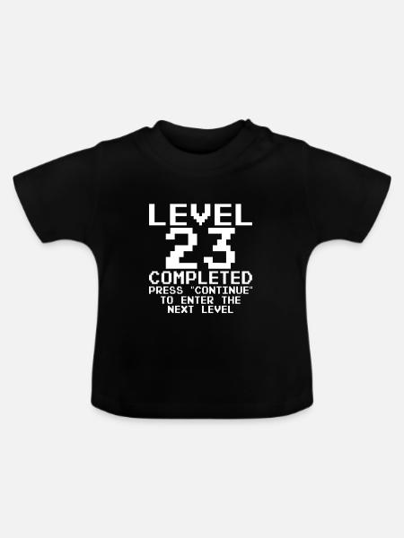 Level 23 Abgeschlossen Pixelabzeichen - Baby Bio-T-Shirt mit Rundhals - Schwarz