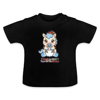 "Made In 2026 - Year Of The Horse" Baby Horse Cute - Baby Organic T-Shirt with Round Neck - black - Front