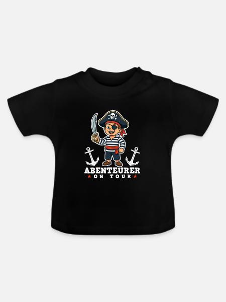 Pirat und Abenteurer - Baby Bio-T-Shirt mit Rundhals - Schwarz