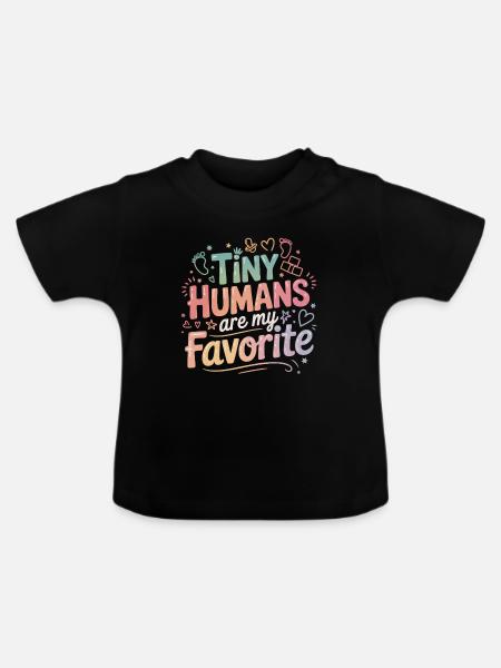 Kleine Menschen, meine Favoriten - Baby Bio-T-Shirt mit Rundhals - Schwarz