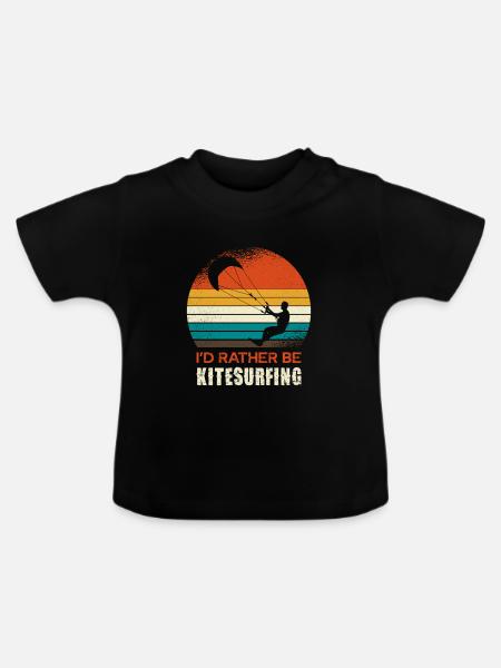 Kitesurfing Retro Circle Design - Baby Bio-T-Shirt mit Rundhals - Schwarz