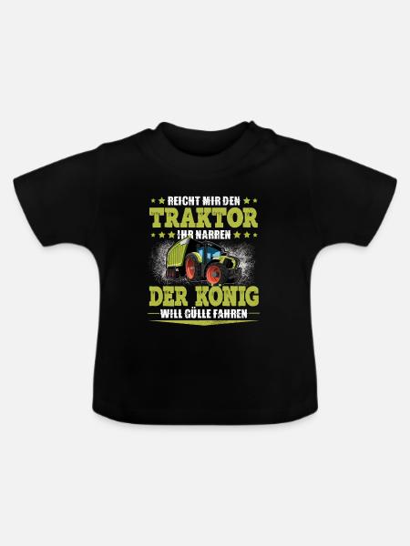 Landwirt Traktor - Baby Bio-T-Shirt mit Rundhals - Schwarz