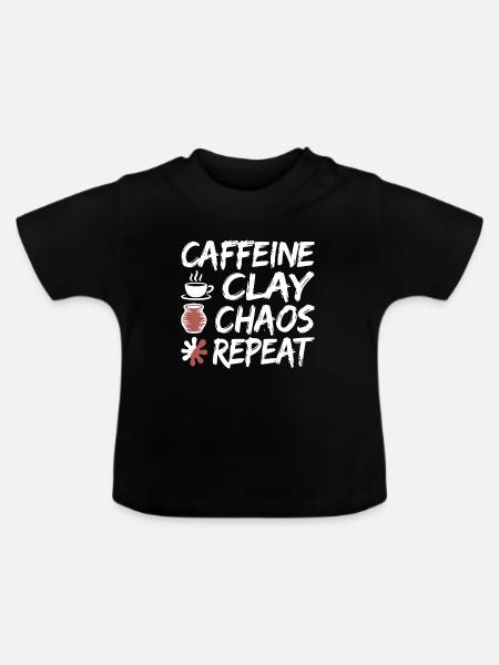 Caffeine Clay Chaos Repeat Design - Baby Bio-T-Shirt mit Rundhals - Schwarz