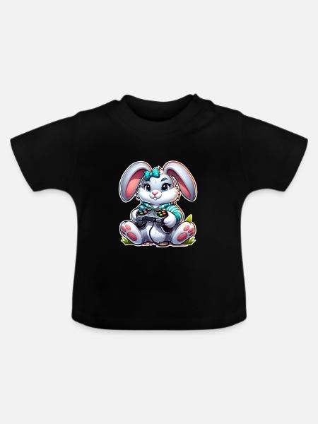 Osterhase Gaming - Baby Bio-T-Shirt mit Rundhals - Schwarz