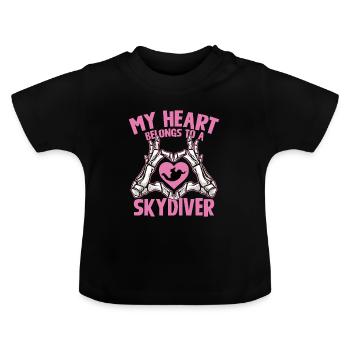 Mein Herz gehört dem Skydiver - Baby Bio-T-Shirt mit Rundhals - Schwarz - Vorne