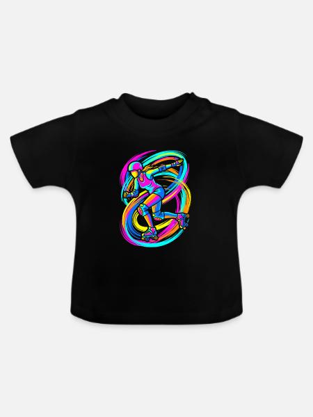 Rollschuhläuferin - Baby Bio-T-Shirt mit Rundhals - Schwarz