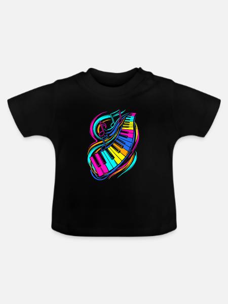 Klaviertastatur - Baby Bio-T-Shirt mit Rundhals - Schwarz