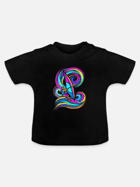 Windsurfing - Baby Bio-T-Shirt mit Rundhals - Schwarz