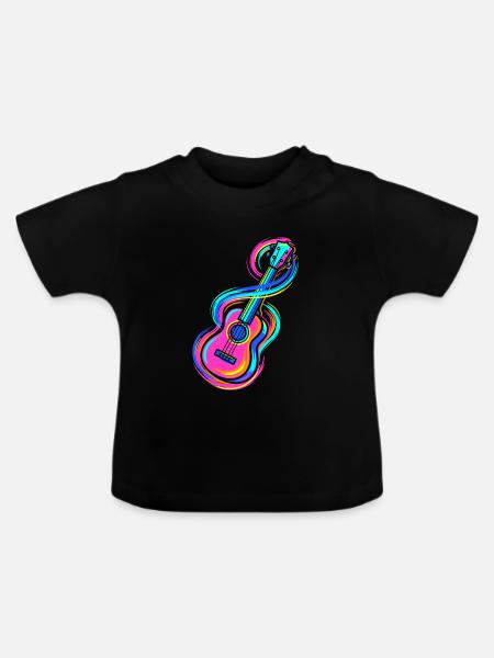 Gitarre - Baby Bio-T-Shirt mit Rundhals - Schwarz