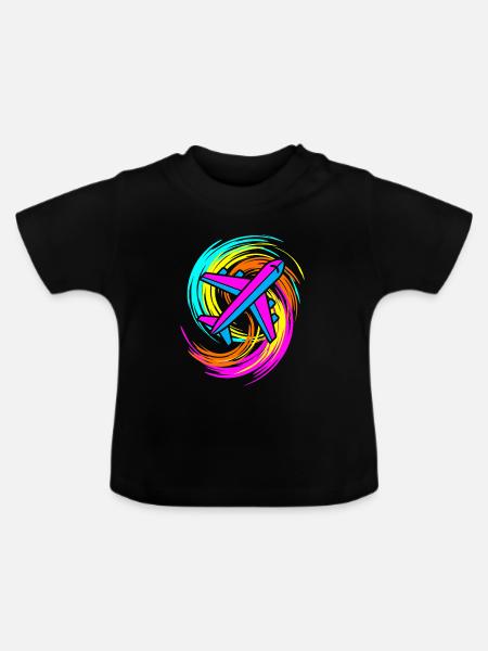 Flugzeug - Baby Bio-T-Shirt mit Rundhals - Schwarz