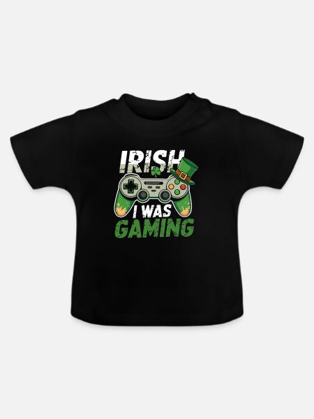 Irish Gaming I Was Gaming - Baby Bio-T-Shirt mit Rundhals - Schwarz