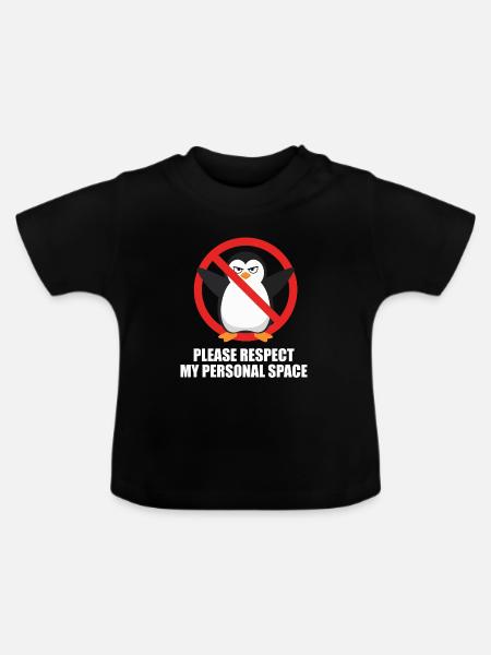 Pinguin Persönlicher Abstand - Baby Bio-T-Shirt mit Rundhals - Schwarz
