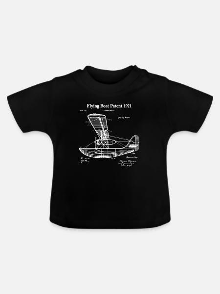 Flugboot-Patent - Baby Bio-T-Shirt mit Rundhals - Schwarz