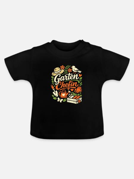 Garten Chefin Gärtnerin Geschenk - Baby Bio-T-Shirt mit Rundhals - Schwarz