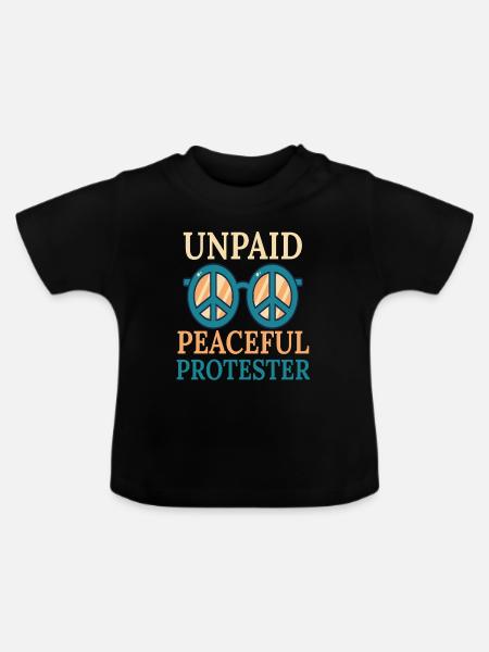Unbezahlte friedliche Demonstrantenbrille - Baby Bio-T-Shirt mit Rundhals - Schwarz
