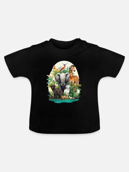Tierwelt Dschungeltraum - Baby Bio-T-Shirt mit Rundhals - Schwarz