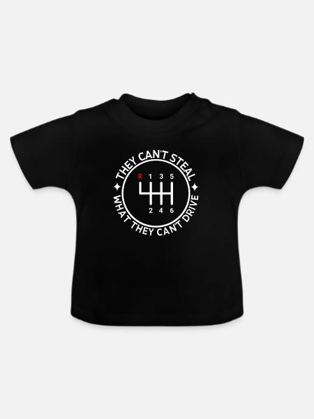 Eingebauter Diebstahlschutz, Schalthebel, manueller Gang - Baby Bio-T-Shirt mit Rundhals - Schwarz