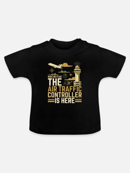 Air Traffic Controller Spruch Fluglotse - Baby Bio-T-Shirt mit Rundhals - Schwarz