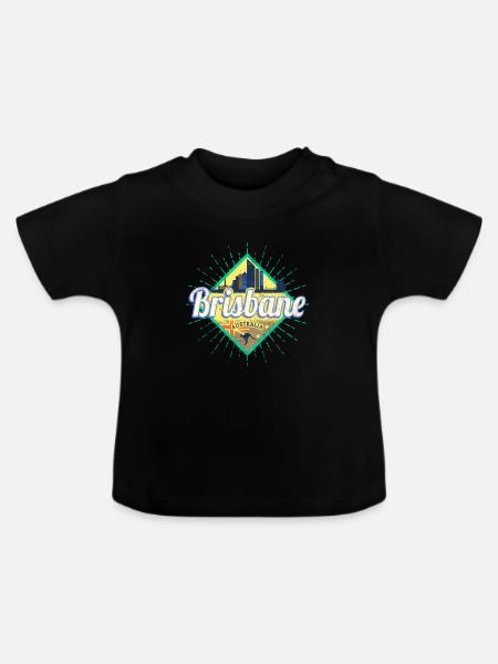 Brisbane Queensland Australien Skyline Souvenir - Baby Bio-T-Shirt mit Rundhals - Schwarz