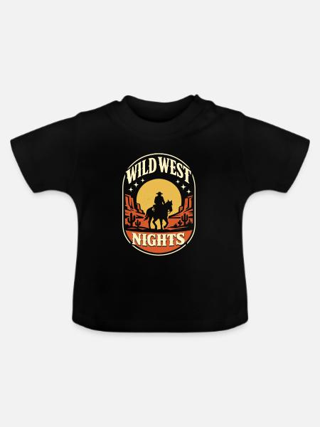 Wild West Nights - Baby Bio-T-Shirt mit Rundhals - Schwarz