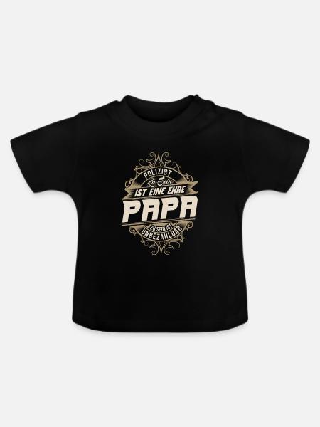 Polizist Papa - Baby Bio-T-Shirt mit Rundhals - Schwarz