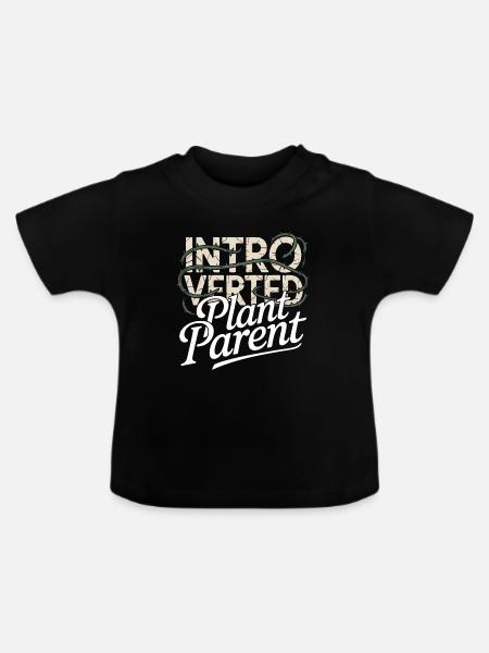 Introvertierter Pflanzenelternteil - Baby Bio-T-Shirt mit Rundhals - Schwarz