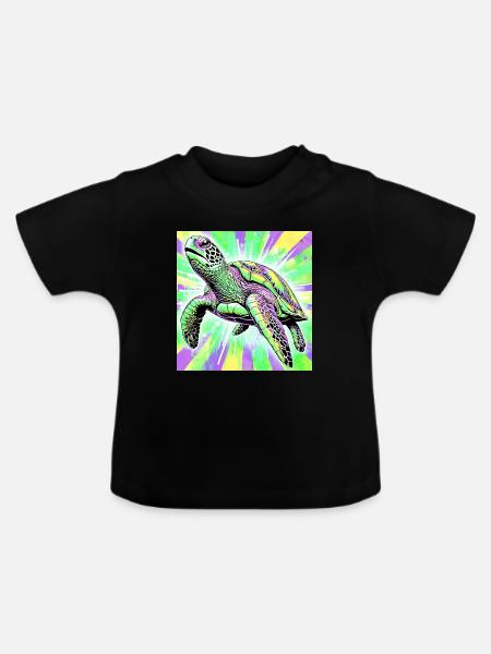 Schildkröte - Baby Bio-T-Shirt mit Rundhals - Schwarz