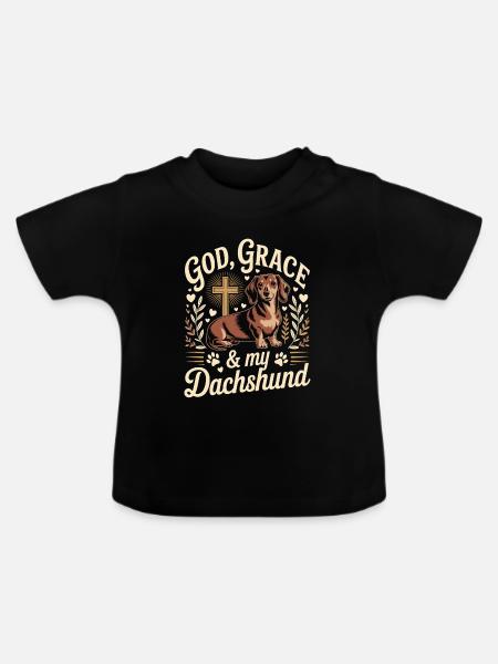 God Grace Dackel - Baby Bio-T-Shirt mit Rundhals - Schwarz