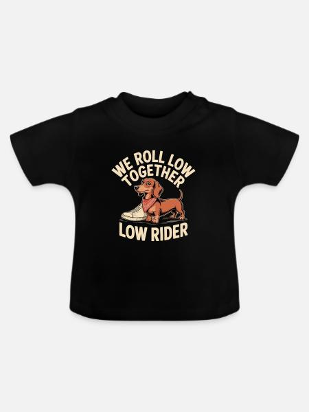 Rider Hund mit Sneaker - Baby Bio-T-Shirt mit Rundhals - Schwarz