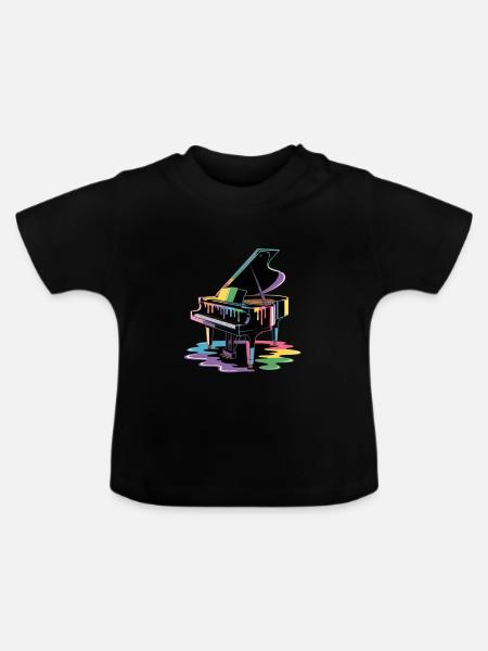 Klavier - Baby Bio-T-Shirt mit Rundhals - Schwarz