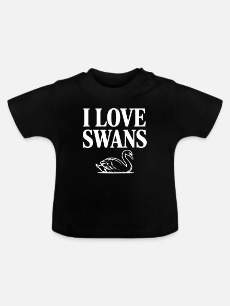 Ich liebe Schwäne - Baby Bio-T-Shirt mit Rundhals - Schwarz