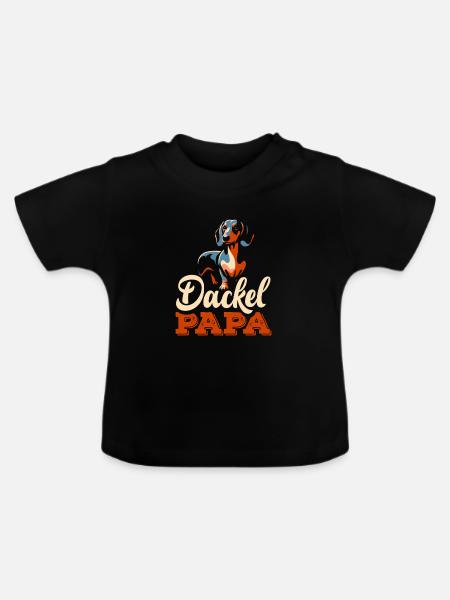 Dackel Papa Hundebesitzer - Baby Bio-T-Shirt mit Rundhals - Schwarz