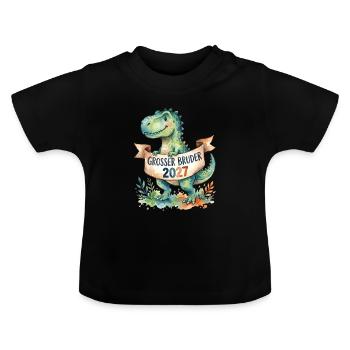 Großer Bruder 2027 Dinosaurier - Baby Bio-T-Shirt mit Rundhals - Schwarz - Vorne