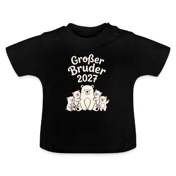 Großer Bruder 2027 Bärenfamilie - Baby Bio-T-Shirt mit Rundhals - Schwarz - Vorne