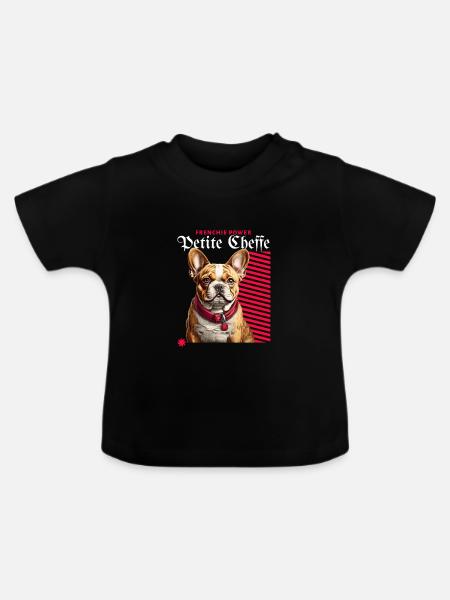 Petite Cheffe Frenchie Power - Baby Bio-T-Shirt mit Rundhals - Schwarz