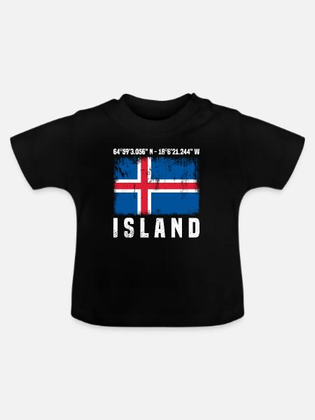 Island Reise - Baby Bio-T-Shirt mit Rundhals - Schwarz
