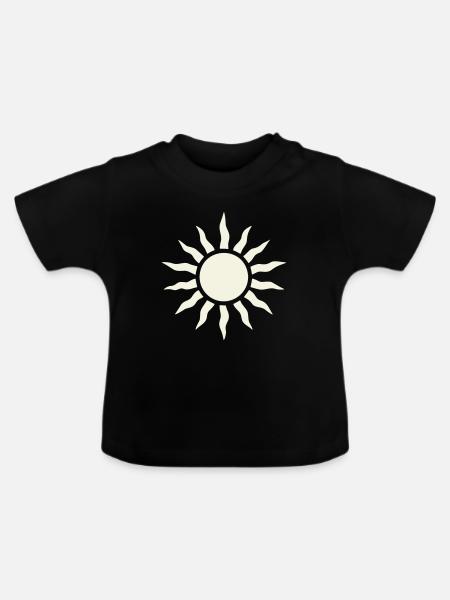 Sonne mit Strahlenrahmen - Baby Bio-T-Shirt mit Rundhals - Schwarz