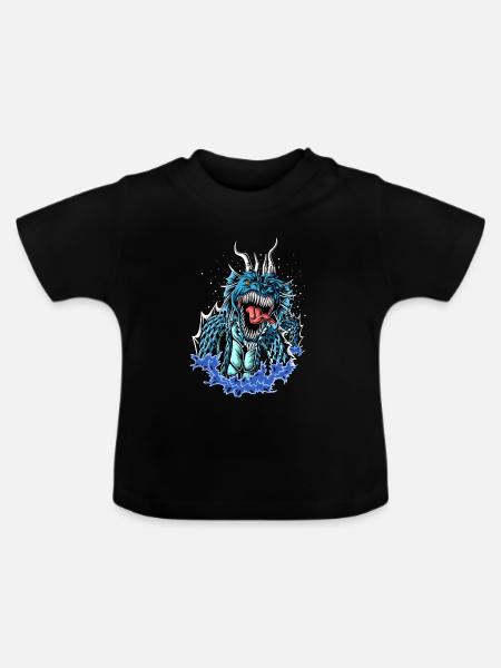 Wasserdrachen-Elementar-Grafik - Baby Bio-T-Shirt mit Rundhals - Schwarz