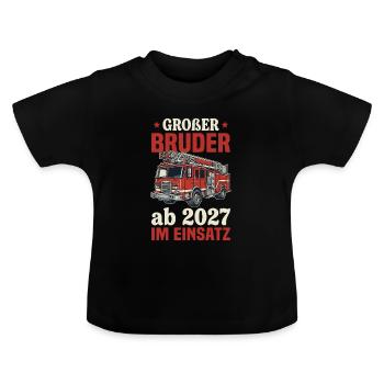 Großer Bruder ab 2027 im Einsatz - Baby Bio-T-Shirt mit Rundhals - Schwarz - Vorne