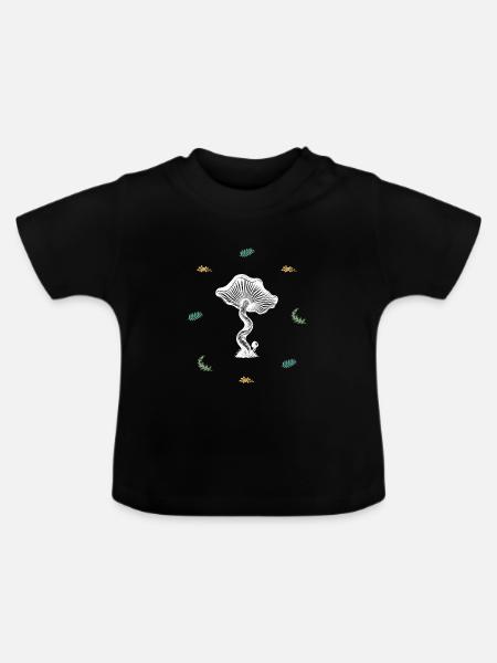 Pilzevollform & Farnekreisfeld - Botanik - Baby Bio-T-Shirt mit Rundhals - Schwarz