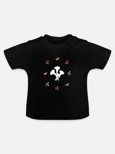 Pilze & Schmetterling - Dark Botanical - Baby Bio-T-Shirt mit Rundhals - Schwarz