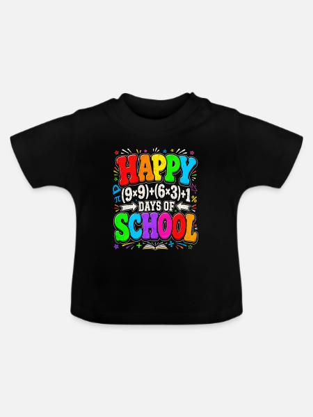 Farbenfrohe Schulzeit Zahlenkunst - Baby Bio-T-Shirt mit Rundhals - Schwarz