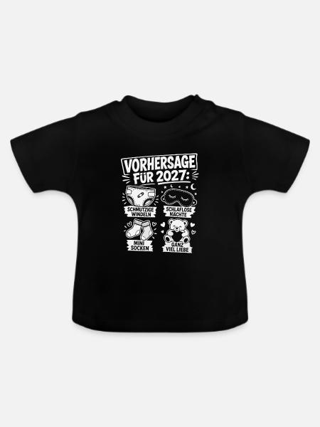 Werdender Papa Vorhersage - Baby Bio-T-Shirt mit Rundhals - Schwarz