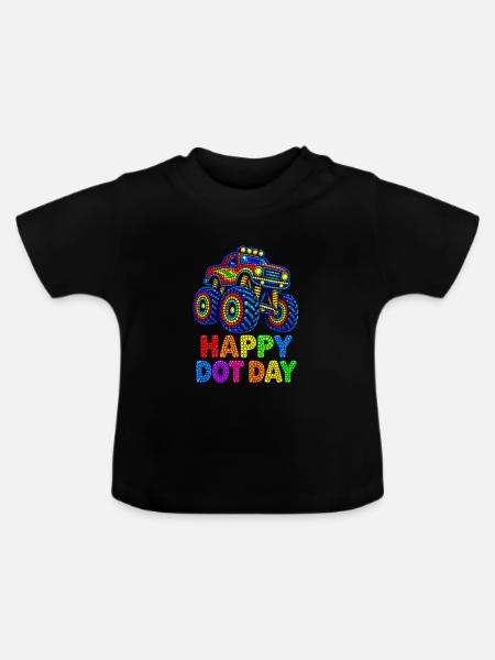 Happy Dot Day Monster Truck - Baby Bio-T-Shirt mit Rundhals - Schwarz