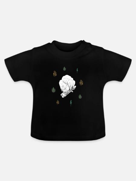 Pilz & Beerenranke & Farn - Botanik - Baby Bio-T-Shirt mit Rundhals - Schwarz
