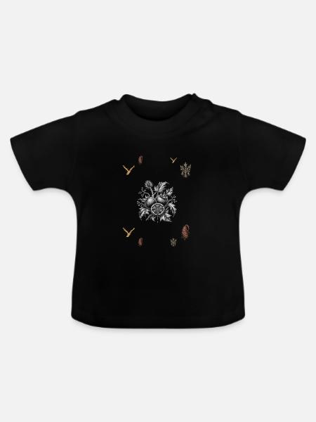 Frucht & Dornenzweig - Botanische Kunst - Baby Bio-T-Shirt mit Rundhals - Schwarz