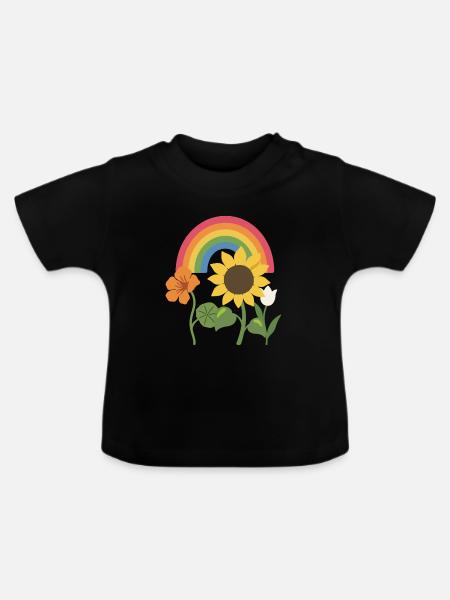 Tulpe · Geschenkidee · Blumenstrauß · Blumen - Baby Bio-T-Shirt mit Rundhals - Schwarz